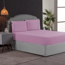Kit Conjunto Lençol Solteiro 200 Fios Forro de Cama Box com Fronha Ponto Palito 2 Peças