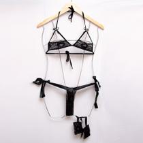 Kit Conjunto Lingerie Ai Se Eu Te Pego - Preto