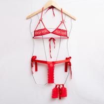 Kit Conjunto Lingerie Ai Se Eu Te Pego - Vermelho