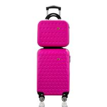 Kit Conjunto Mala de Bordo 10 kg Viagem em ABS Cadeado Rodas 360º mais Frasqueira Rígida Gladiador C1MB