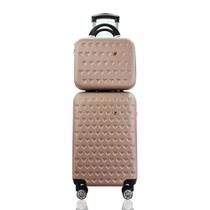 Kit Conjunto Mala de Bordo 10 kg Viagem em ABS Cadeado Rodas 360º mais Frasqueira Rígida Gladiador C1MB