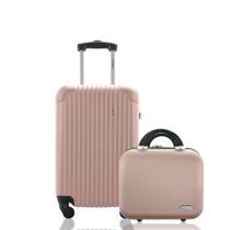 Kit Conjunto Mala de Bordo 10kg Rígida Rodas 360º Cadeado Segredo mais Frasqueira Rígida Gladiador A2MB