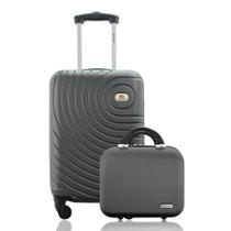 Kit Conjunto Mala de Bordo Viagem 10kg Cadeado Rodas 360º mais Frasqueira Rígida ABS Gladiador A7MB Kit Conjunto Mala de Bordo Viagem 10kg Cadeado Rodas 360º mais Frasqueira Rígida ABS Gladiador A7MB