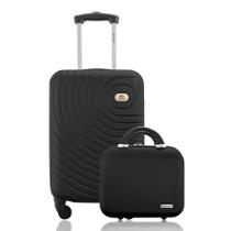 Kit Conjunto Mala de Bordo Viagem 10kg Cadeado Rodas 360º mais Frasqueira Rígida ABS Gladiador A7MB Kit Conjunto Mala de Bordo Viagem 10kg Cadeado Rodas 360º mais Frasqueira Rígida ABS Gladiador A7MB