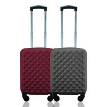 Kit Conjunto Mala de Bordo Viagem Rígidas Rodas 360º Cadeado Segredo Gladiador Duas D1PP tamanho PP