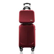 Kit Conjunto Mala de Viagem Bordo 10kg Rígida Cadeado Rodas 360º Duplas mais Frasqueira Rígida Gladiador A6MB