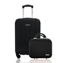 Kit Conjunto Mala Viagem Bordo Rígida Cadeado Rodas Dupla 360º mais Frasqueira Rígida Gladiador A5MB Tam PP