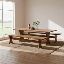 Kit Conjunto Mesa Rústica com 2 Bancos França 2m Rústico Kit Conjunto Mesa Rústica com 2 Bancos França 2m Rústico