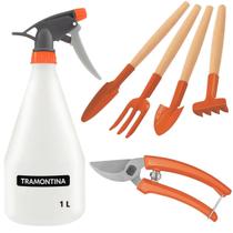 Kit Conjunto Mini Jardinagem 4 Peças + Tesoura Poda Bypass + Kit Conjunto Mini Jardinagem 4 Peças + Tesoura Poda Bypass +