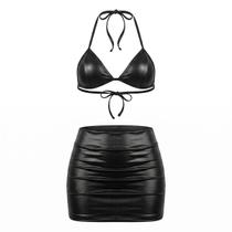 Kit Conjunto Mini Saia e Top Biquíni Cirrê Vinil Sintético Puro Charme Kit Conjunto Mini Saia e Top Biquíni Cirrê Vinil Sintético Puro Charme