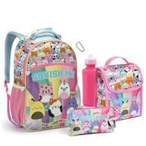 Kit Conjunto Mochila Infantil Menina Lancheira Squish Me Super Fofa