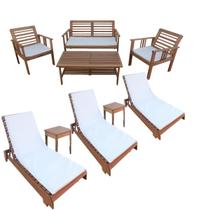 Kit Conjunto Moveis Jardim Madeira 3 Espreguiçadeira 2 Mesa Kit Conjunto Moveis Jardim Madeira 3 Espreguiçadeira 2 Mesa