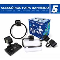 Kit Conjunto Organizador Acessórios para Banheiro 5 peças Preto