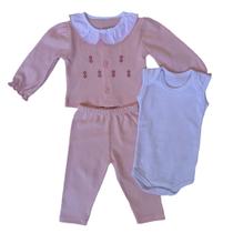 Kit Conjunto Pagão Bebê Recém Nascido Body Bordado Babado - Vaninha Baby