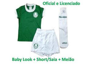 Kit Conjunto Palmeiras Feminino Infantil Menina Uniforme