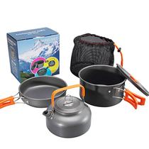 Kit Conjunto Panelas Compactas Camping Ds-308 Com Chaleira