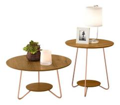 Kit conjunto par mesas de centro + mesinha lateral pés em metal varias cores decoração 100% mdf reforçada lindas