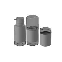 Kit Conjunto Para Banheiro 3 Peças Dispenser Sabonete Liquido Porta Escova Porta Algodão ou Cotonete Dual