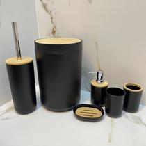 Kit Conjunto para Banheiro Bambu 6 Peças