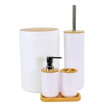 Kit Conjunto Para Banheiro Com 5 Peças Bambu Life Nobre