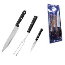 Kit Conjunto Para Churrasco Aço Inox Faca Garfo 3 Peças Kit Conjunto Para Churrasco Aço Inox Faca Garfo 3 Peças