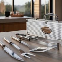 Kit Conjunto Para Churrasco Churrascaria Presente Decoracáo Festas Amigos Utensilio Domestico Casa Cozinha 4 Peças com Maleta Kit Conjunto Para Churrasco Churrascaria Presente Decoracáo Festas Amigos Utensilio Domestico Casa Cozinha 4 Peças com Maleta
