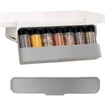 Kit Conjunto Porta Tempero Condimentos 6 Potes Tampa Suporte Adesivo Prateleira Retangular Saleiro Pimenteiro Organizador Cozinha Aniversário