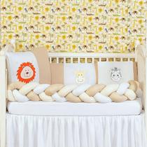 Kit Conjunto Protetor De Berço Trança Leãozinho 6 Peças