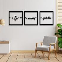 Kit Conjunto Quadros Decorativos Gratidão Fe Amor Kit Conjunto Quadros Decorativos Gratidão Fe Amor