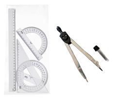 Kit Conjunto Réguas Geográficas + Compasso com Grafite Kit Conjunto Réguas Geográficas + Compasso com Grafite