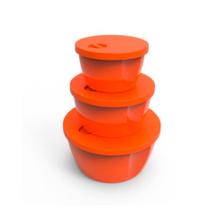 Kit Conjunto Resistente 3 Potes Com Válvula e Tampa Colorida Helsim