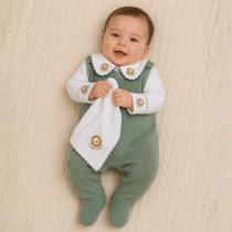 Kit Conjunto Saida Maternidade RN Verde Urso Recem Nascido Menino