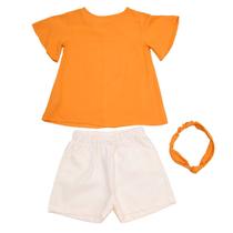 Kit Conjunto Shorts Branco Bata Lisa E Faixa De Cabelo Kit Conjunto Shorts Branco Bata Lisa E Faixa De Cabelo