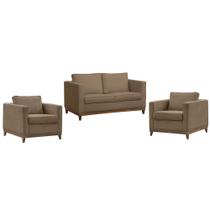 Kit Conjunto Sofá Namoradeira 2 Lugares e Poltrona Living Decorativa Sala de Estar Moderna Rubi Kit Conjunto Sofá Namoradeira 2 Lugares e Poltrona Living Decorativa Sala de Estar Moderna Rubi