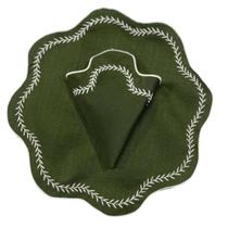 Kit Conjunto Sousplat Jogo Americano Bordado Com Guardanapo Para 6 lugares