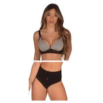Kit Conjunto (Sutiã de Amamentação com Bojo + Calcinha Cós Alto Pós Parto) Amamentar Sutian Reforçado Sustentação Renda Calsinha Cintura Alta Algodão