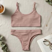 Kit Conjunto Sutiã Top Sem Bojo Alcinha e Calcinha Feminino