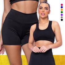 KIT conjunto TOP Alça MÉDIA bojo + SHORT Leg LEGGING BÁSICO Feminino Academia Corrida 1076