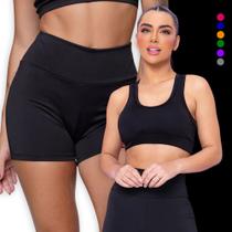 KIT conjunto TOP Alça MÉDIA bojo + SHORT Leg LEGGING BÁSICO Feminino Academia Corrida 1076