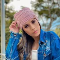Kit Conjunto Touca Rabo De Cavalo E Cachecol Liso Gola Infinita De Lã Tricot Para Outono Inverno Elegante Oferta
