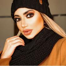 Kit Conjunto Touca Rabo De Cavalo E Cachecol Liso Gola Infinita De Lã Tricot Para Outono Inverno Elegante Oferta