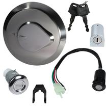 Kit conjunto travas chave ignição CG125 Titan ES KS 2000 a 2001 contato tampa tanque trava capacete guidão 4 peças