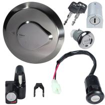 Kit conjunto travas chave ignição CG125 Titan Fan ES KS 2002 a 2008 contato tampa tanque trava capacete guidão 4 peças