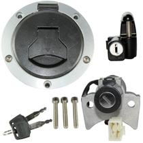 Kit conjunto travas chave ignição CG160 Fan Titan Start 2016 A 2017 contato tampa do tanque trava capacete 3 peças Kit conjunto travas chave ignição CG160 Fan Titan Start 2016 A 2017 contato tampa do tanque trava capacete 3 peças