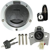 Kit conjunto travas chave ignição CG160 Fan Titan Start 2018 a 2021 contato tampa do tanque trava capacete 3 peças Kit conjunto travas chave ignição CG160 Fan Titan Start 2018 a 2021 contato tampa do tanque trava capacete 3 peças