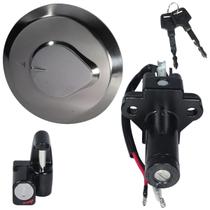 Kit conjunto travas chave ignição NXR125 NXR150 Bros 2003 a 2005 contato tampa do tanque trava capacete 3 peças Kit conjunto travas chave ignição NXR125 NXR150 Bros 2003 a 2005 contato tampa do tanque trava capacete 3 peças