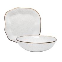 Kit Conjunto Travessa E Saladeira Porcelana Oxford Ryo Maresia Baixelas 2 Peças