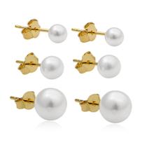 Kit Conjunto Trio de Brincos Pérola Folheado Ouro 18k Antialérgico Kit Conjunto Trio de Brincos Pérola Folheado Ouro 18k Antialérgico