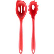 Kit Conjunto Utensílios de Cozinha 2 Peças em Silicone Vermelho