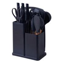 Kit Conjunto Utensílios Silicone Facas Tabua De Cortar 19 Peças